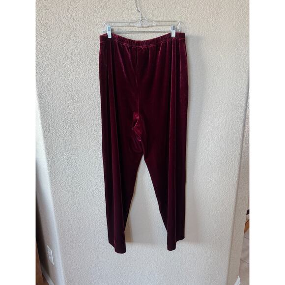 Bob Mackie 2 PC Burgundy Velvet Art Jacket Pants Embroidered Floral Mosaic Sz 1X - Picture 9 of 12
